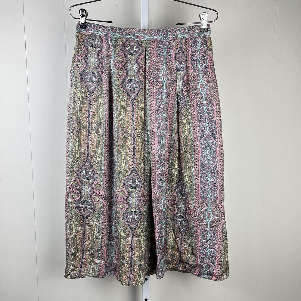 Vintage 80s Alicia's Collection Midi Skirt Size 10 Pastel Paisley Print 29 Waist